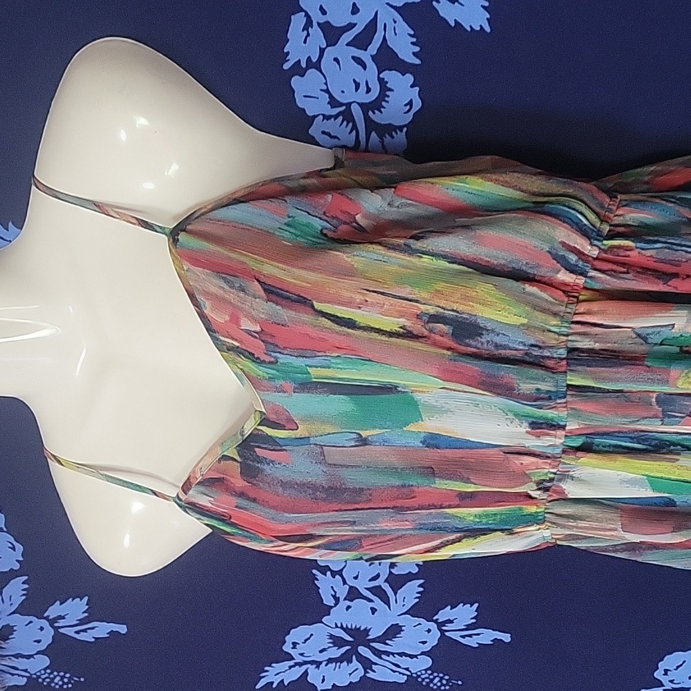 Jack rainbow spaghetti strap sun dress size 2, 15"PTP - Picture 2 of 10
